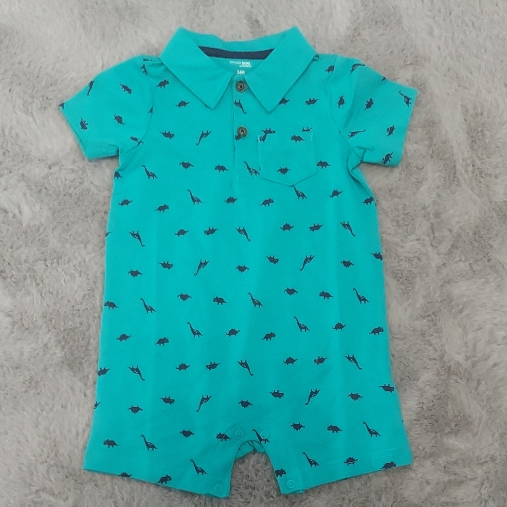 Carter's Teal Romper with Button Detail